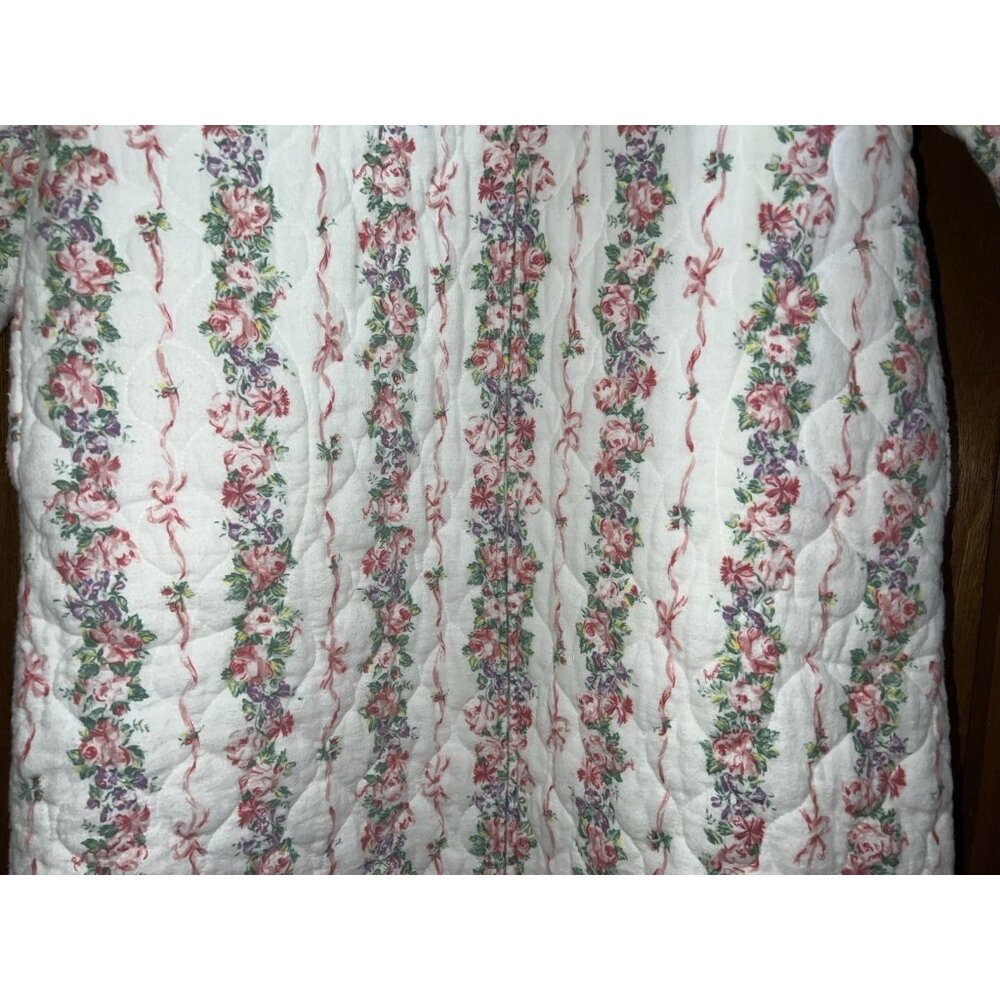 Vintage Lanz of Salzburg Quilted Cotton Nightgown Floral Zip USA - Picture 6 of 15